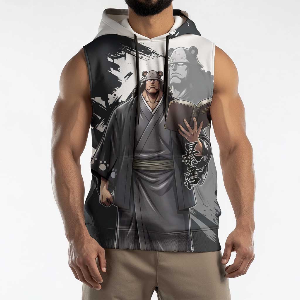 Bartholomew Kuma One Piece Sleeveless Hoodie Revolutionary Ink Wash Anime