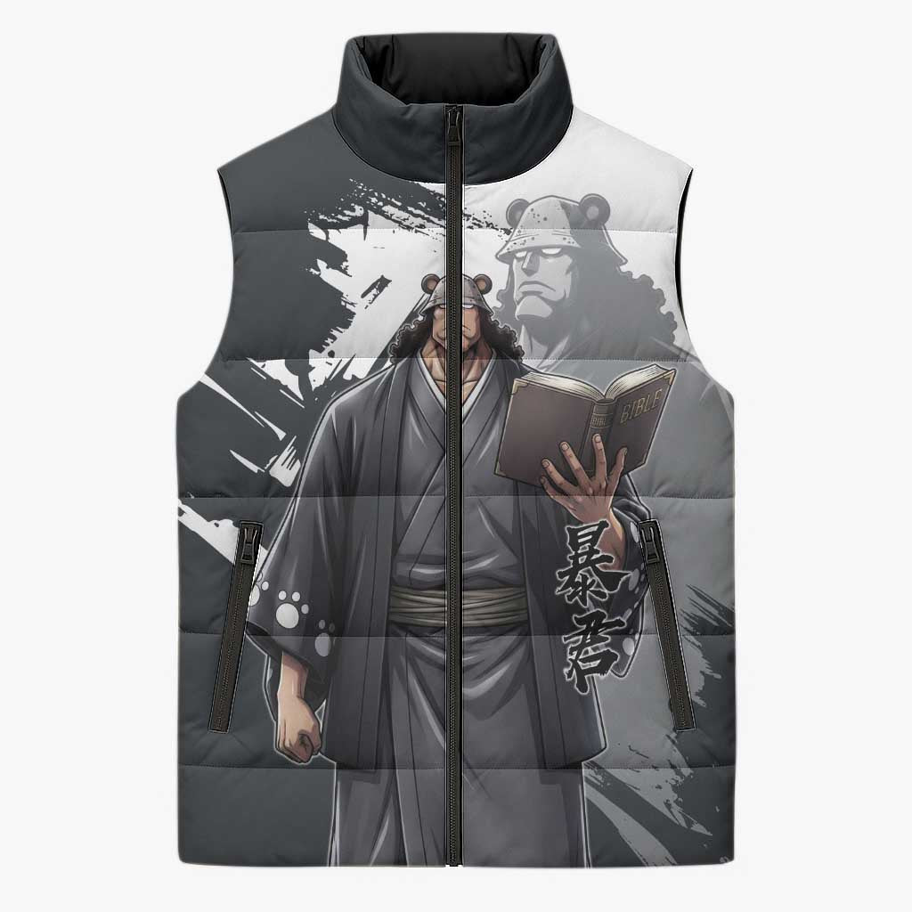 Bartholomew Kuma One Piece Sleeveless Puffer Jacket Revolutionary Ink Wash Anime