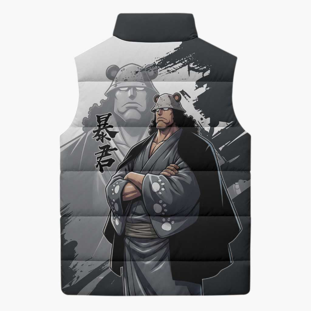 Bartholomew Kuma One Piece Sleeveless Puffer Jacket Revolutionary Ink Wash Anime