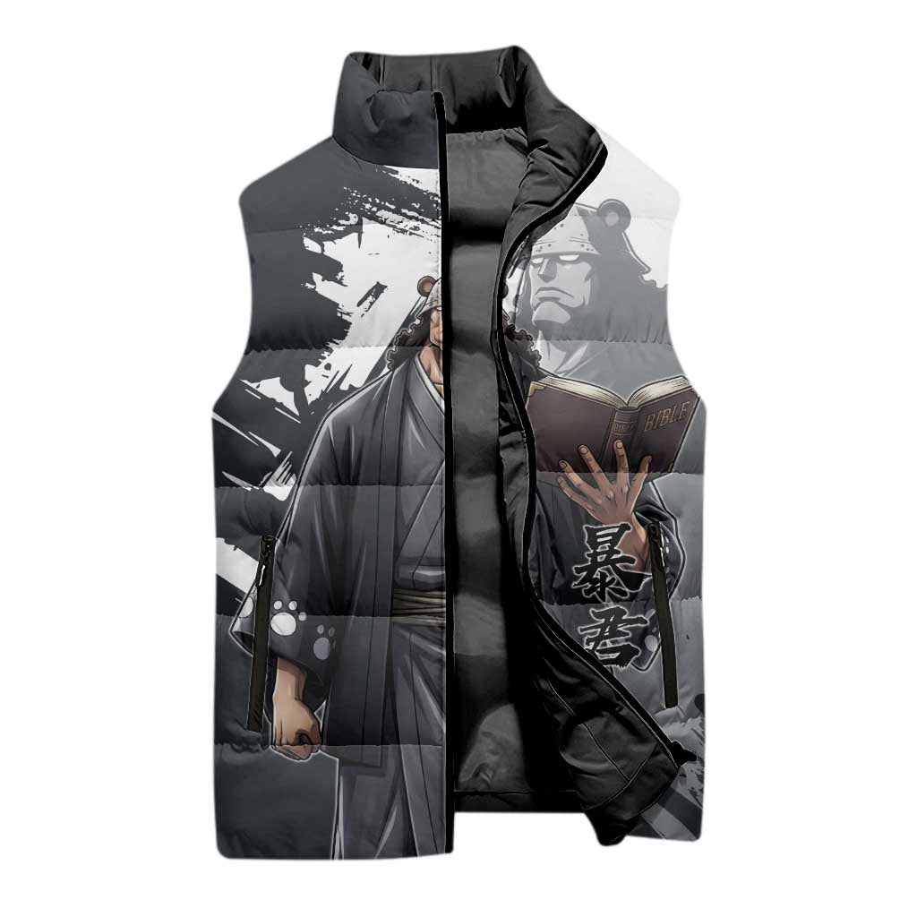 Bartholomew Kuma One Piece Sleeveless Puffer Jacket Revolutionary Ink Wash Anime