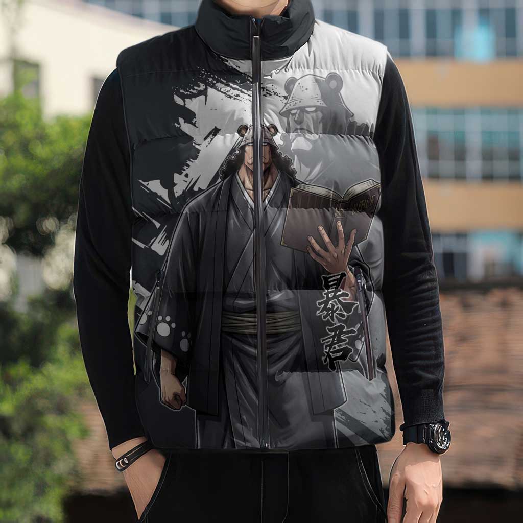 Bartholomew Kuma One Piece Sleeveless Puffer Jacket Revolutionary Ink Wash Anime