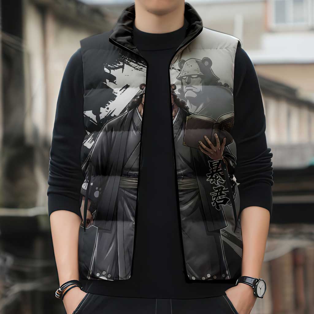 Bartholomew Kuma One Piece Sleeveless Puffer Jacket Revolutionary Ink Wash Anime