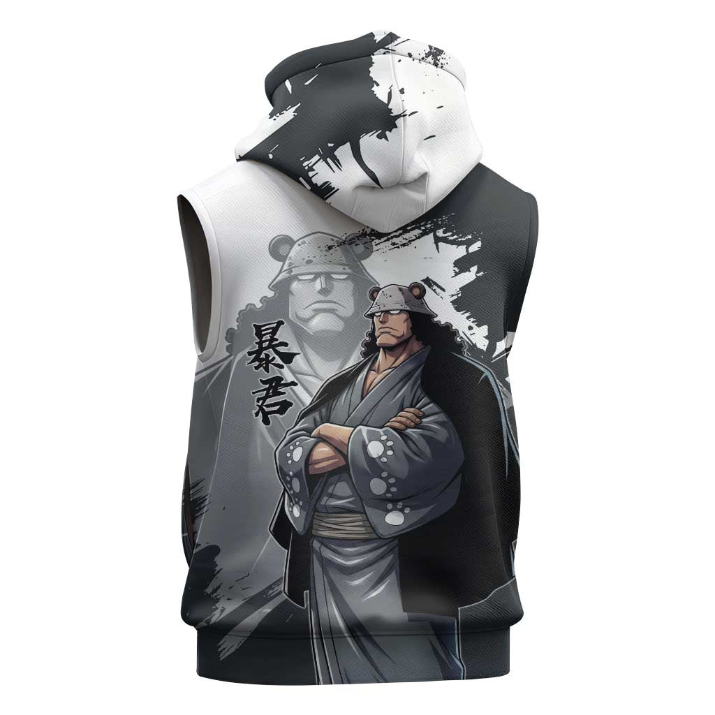 Bartholomew Kuma One Piece Sleeveless Zip Hoodie Revolutionary Ink Wash Anime