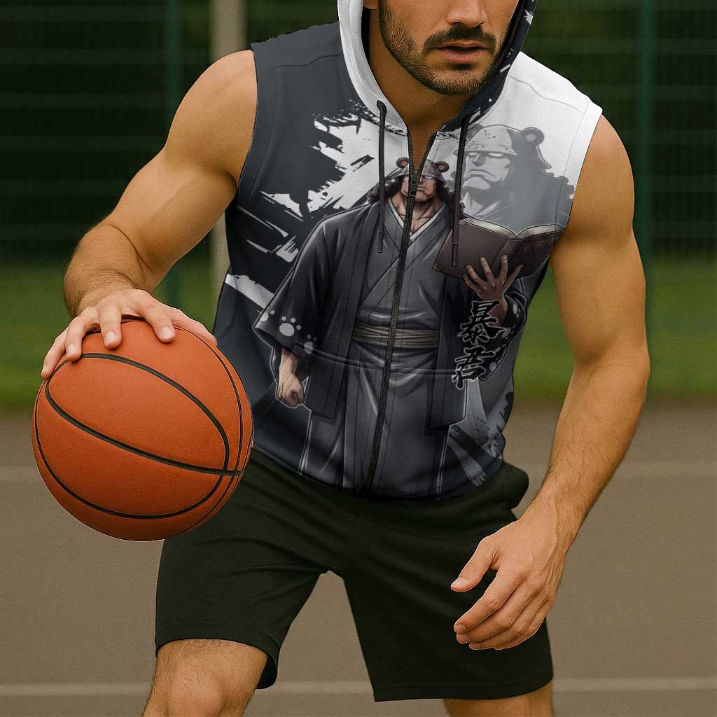 Bartholomew Kuma One Piece Sleeveless Zip Hoodie Revolutionary Ink Wash Anime