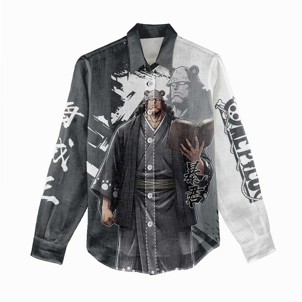 Bartholomew Kuma One Piece Women Casual Shirt Revolutionary Ink Wash Anime