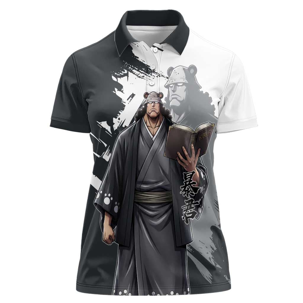 Bartholomew Kuma One Piece Women Polo Shirt Revolutionary Ink Wash Anime