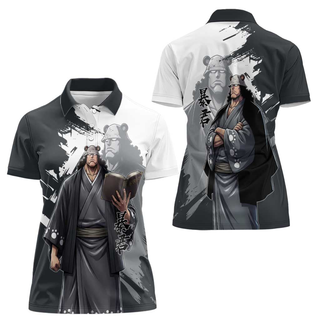 Bartholomew Kuma One Piece Women Polo Shirt Revolutionary Ink Wash Anime