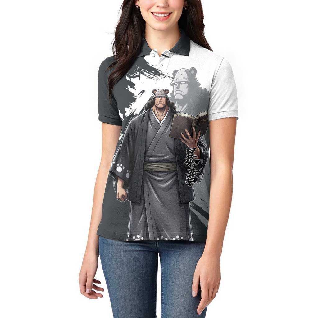Bartholomew Kuma One Piece Women Polo Shirt Revolutionary Ink Wash Anime