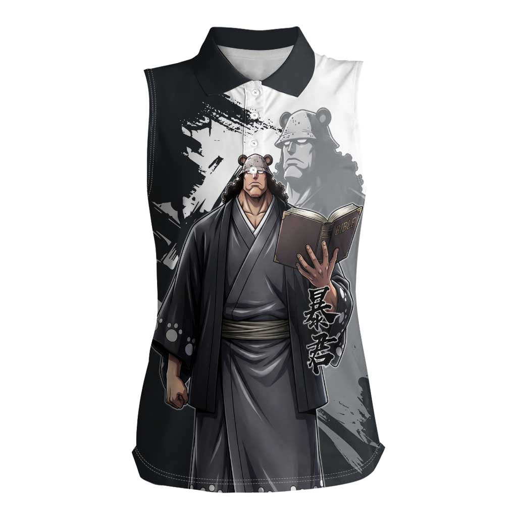 Bartholomew Kuma One Piece Women Sleeveless Polo Shirt Revolutionary Ink Wash Anime