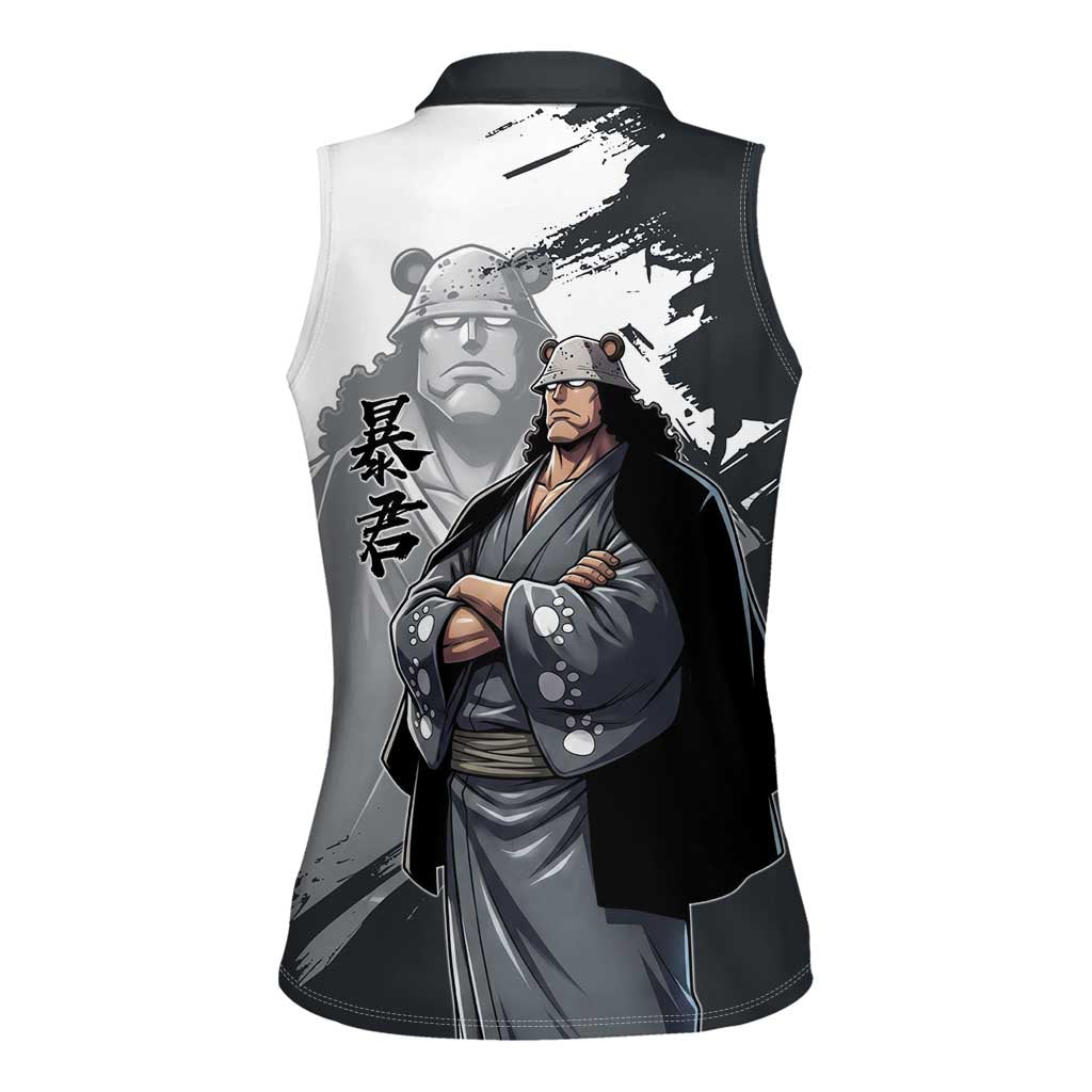 Bartholomew Kuma One Piece Women Sleeveless Polo Shirt Revolutionary Ink Wash Anime