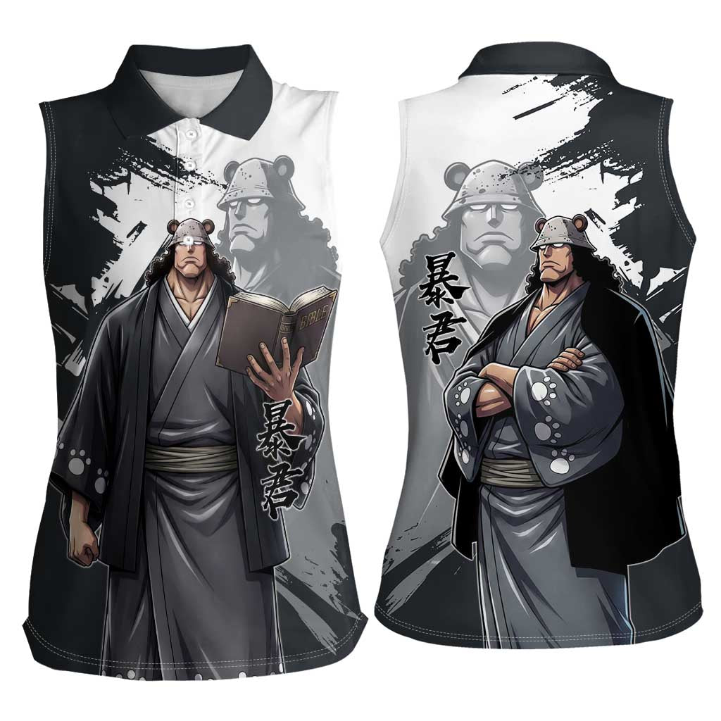 Bartholomew Kuma One Piece Women Sleeveless Polo Shirt Revolutionary Ink Wash Anime