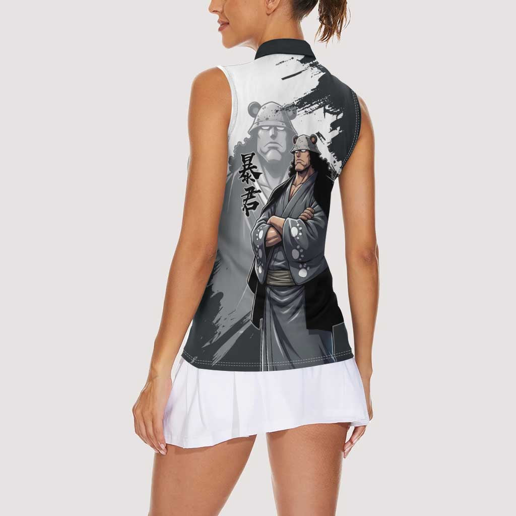 Bartholomew Kuma One Piece Women Sleeveless Polo Shirt Revolutionary Ink Wash Anime