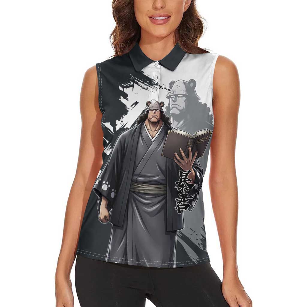 Bartholomew Kuma One Piece Women Sleeveless Polo Shirt Revolutionary Ink Wash Anime