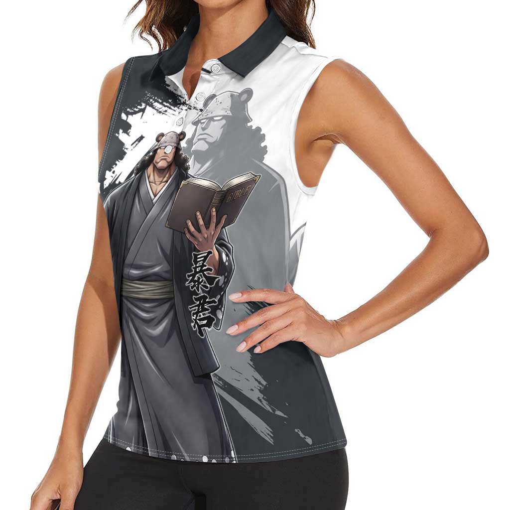 Bartholomew Kuma One Piece Women Sleeveless Polo Shirt Revolutionary Ink Wash Anime