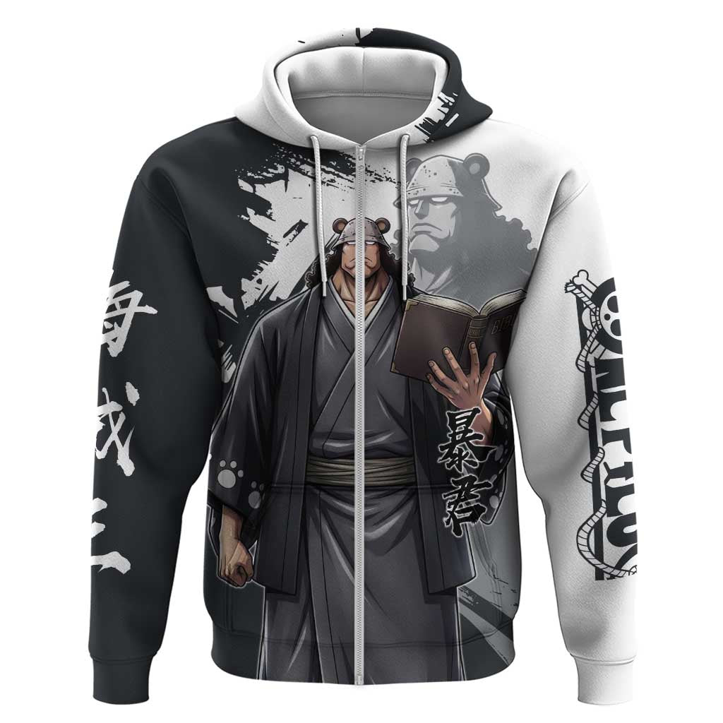 Bartholomew Kuma One Piece Zip Hoodie Revolutionary Ink Wash Anime