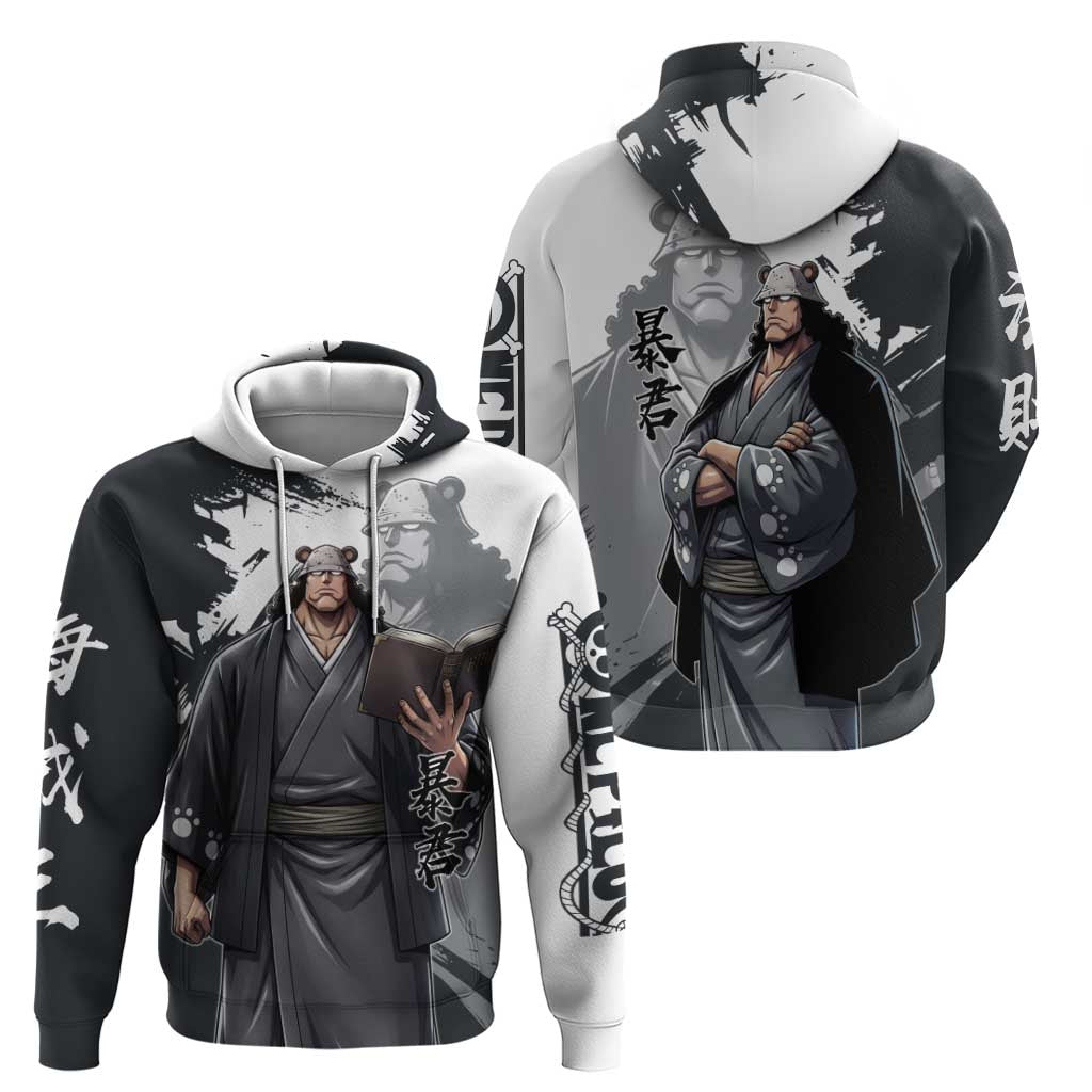 Bartholomew Kuma One Piece Zip Hoodie Revolutionary Ink Wash Anime