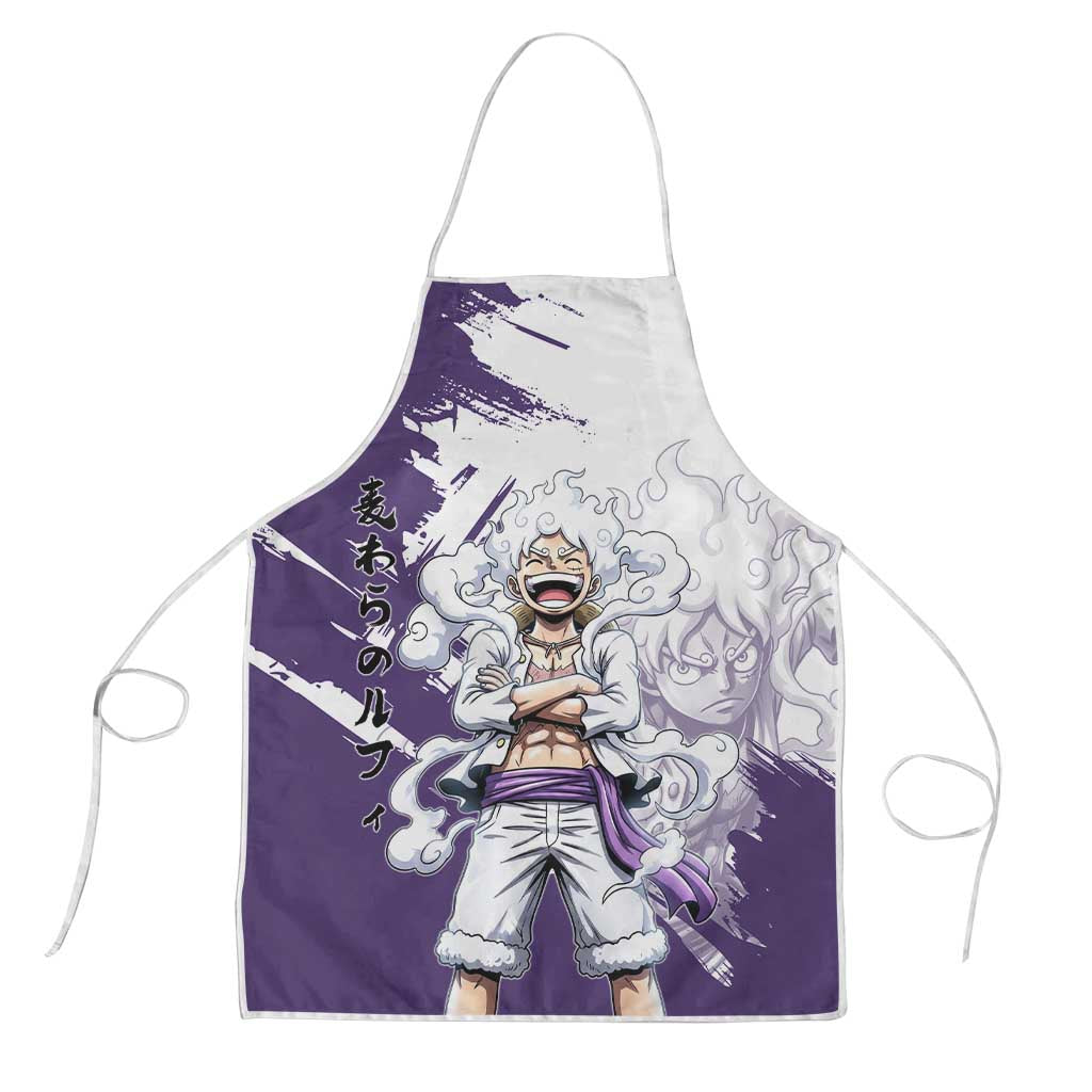 Luffy Gear 5 Anime Apron One Piece Ink Splash Graphic
