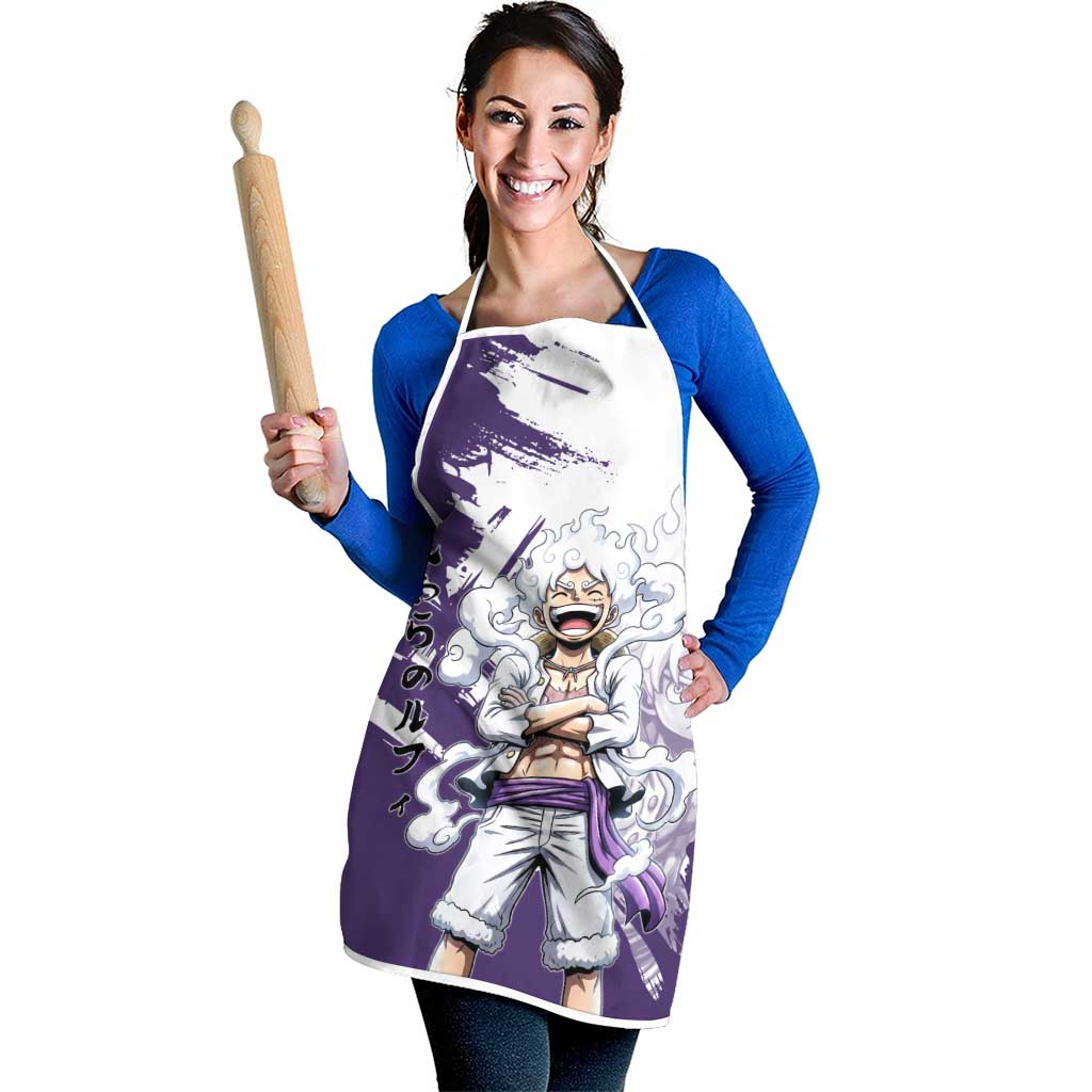 Luffy Gear 5 Anime Apron One Piece Ink Splash Graphic