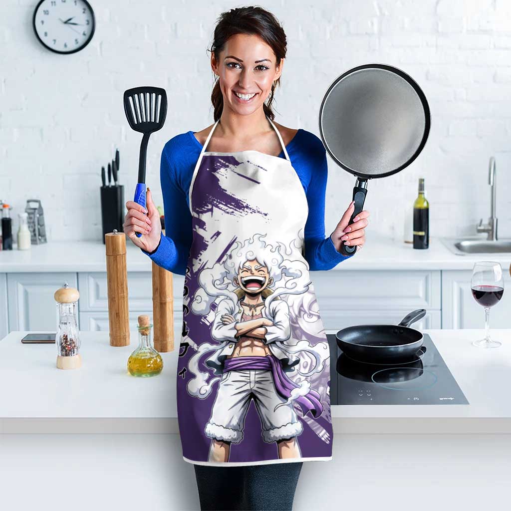 Luffy Gear 5 Anime Apron One Piece Ink Splash Graphic
