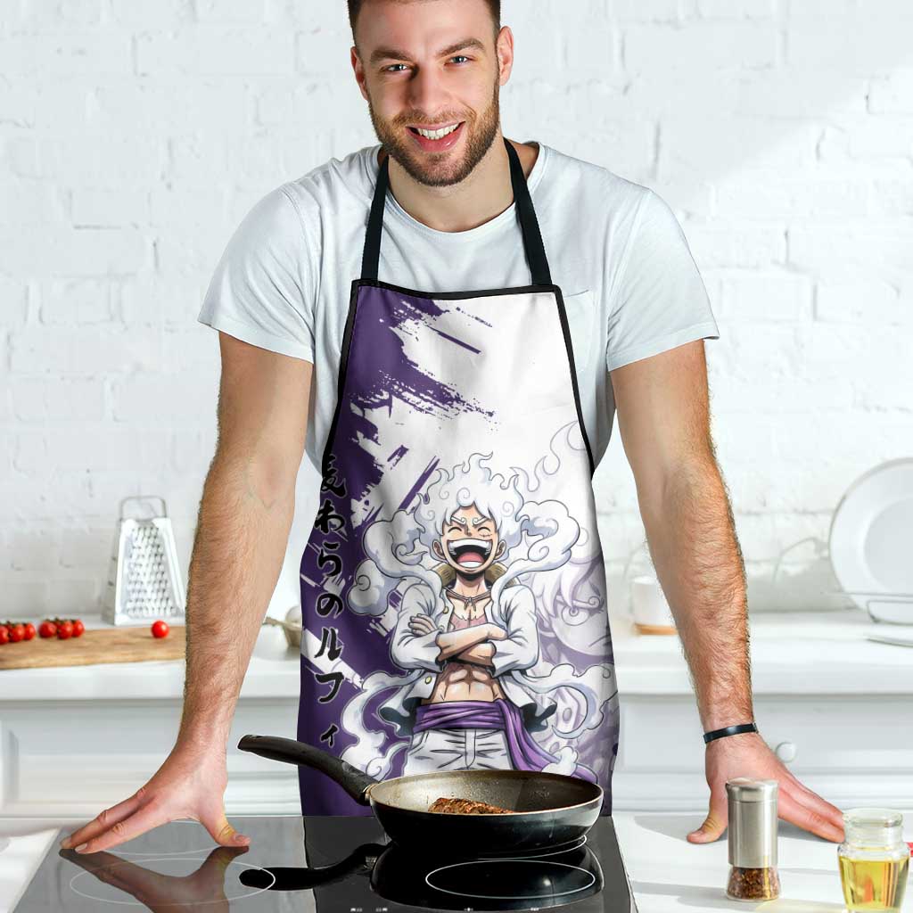 Luffy Gear 5 Anime Apron One Piece Ink Splash Graphic
