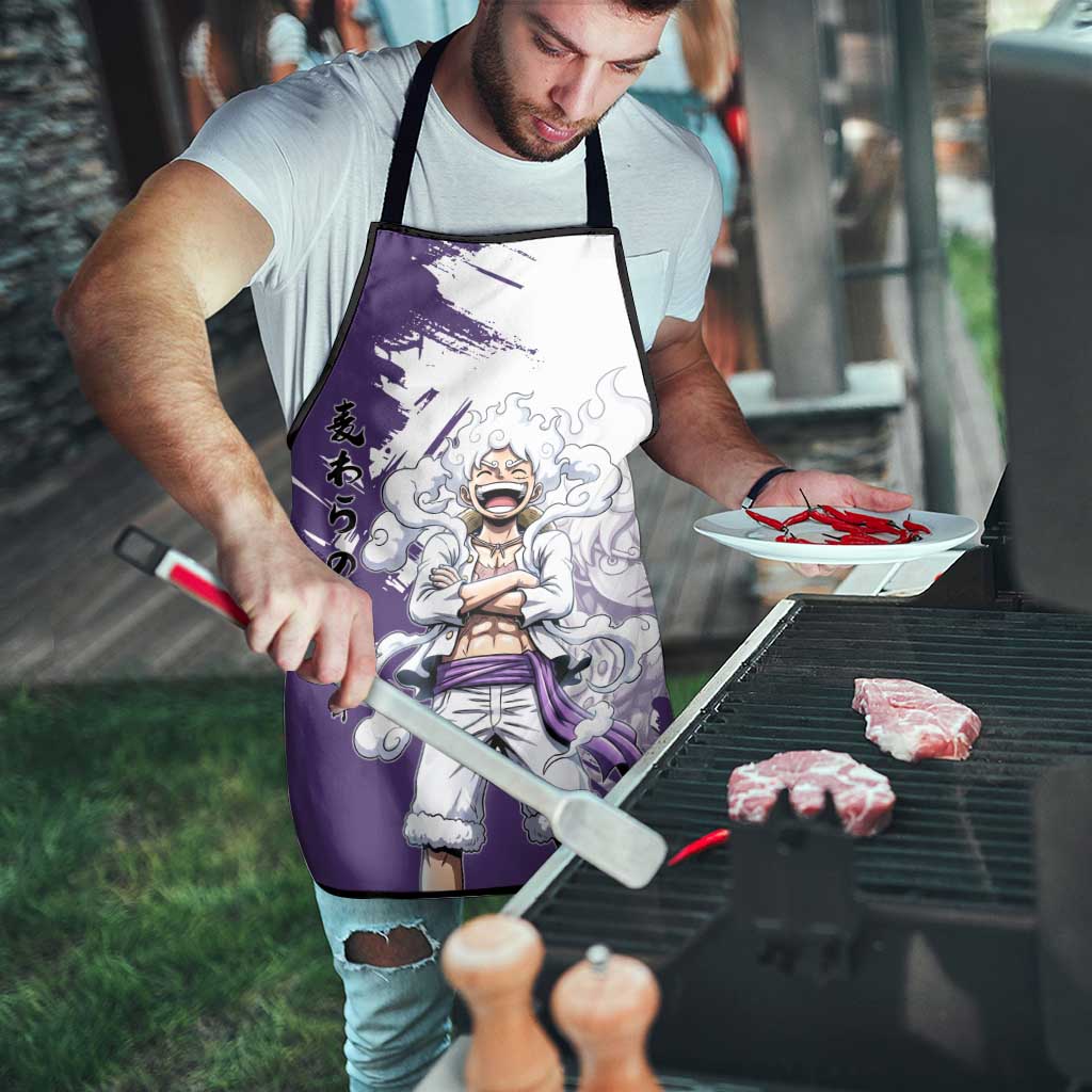 Luffy Gear 5 Anime Apron One Piece Ink Splash Graphic