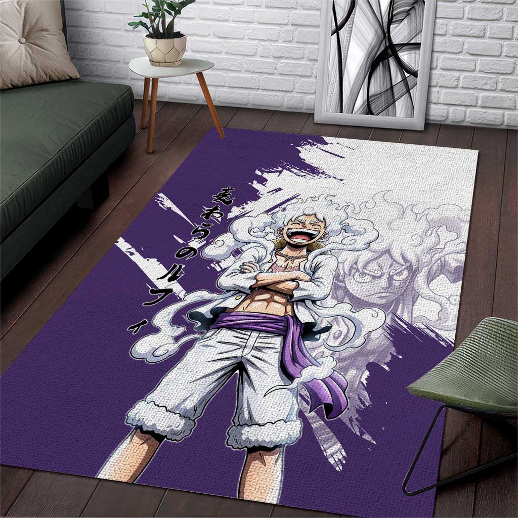 Luffy Gear 5 Anime Area Rug One Piece Ink Splash Graphic