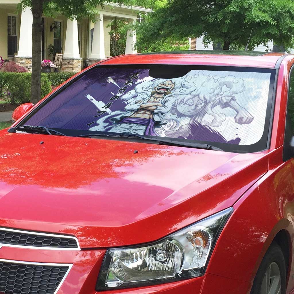 Luffy Gear 5 Anime Auto Sun Shade One Piece Ink Splash Graphic
