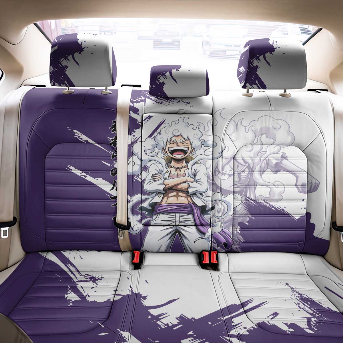 Luffy Gear 5 Anime Back Car Seat Cover One Piece Ink Splash Graphic