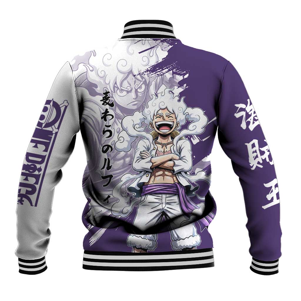 Luffy Gear 5 Anime Baseball Jacket One Piece Ink Splash Graphic