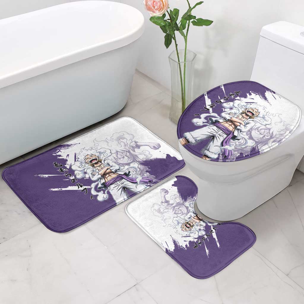 Luffy Gear 5 Anime Bathroom Set One Piece Ink Splash Graphic