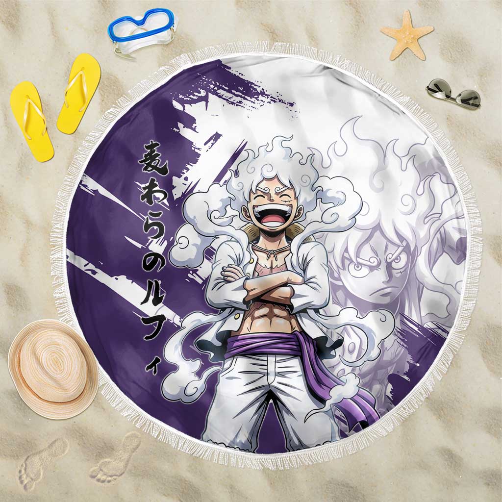 Luffy Gear 5 Anime Beach Blanket One Piece Ink Splash Graphic