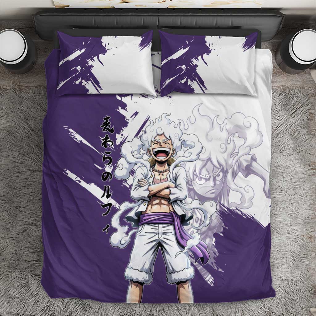 Luffy Gear 5 Anime Bedding Set One Piece Ink Splash Graphic