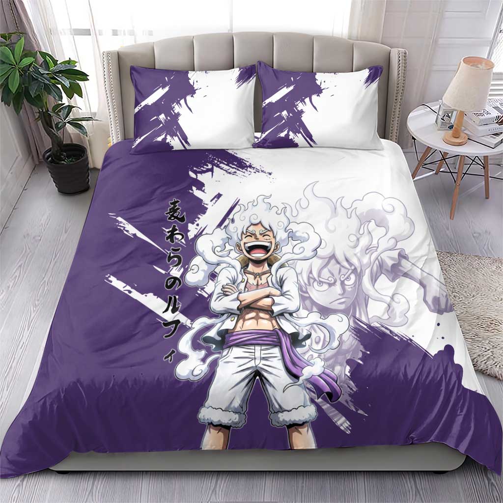 Luffy Gear 5 Anime Bedding Set One Piece Ink Splash Graphic