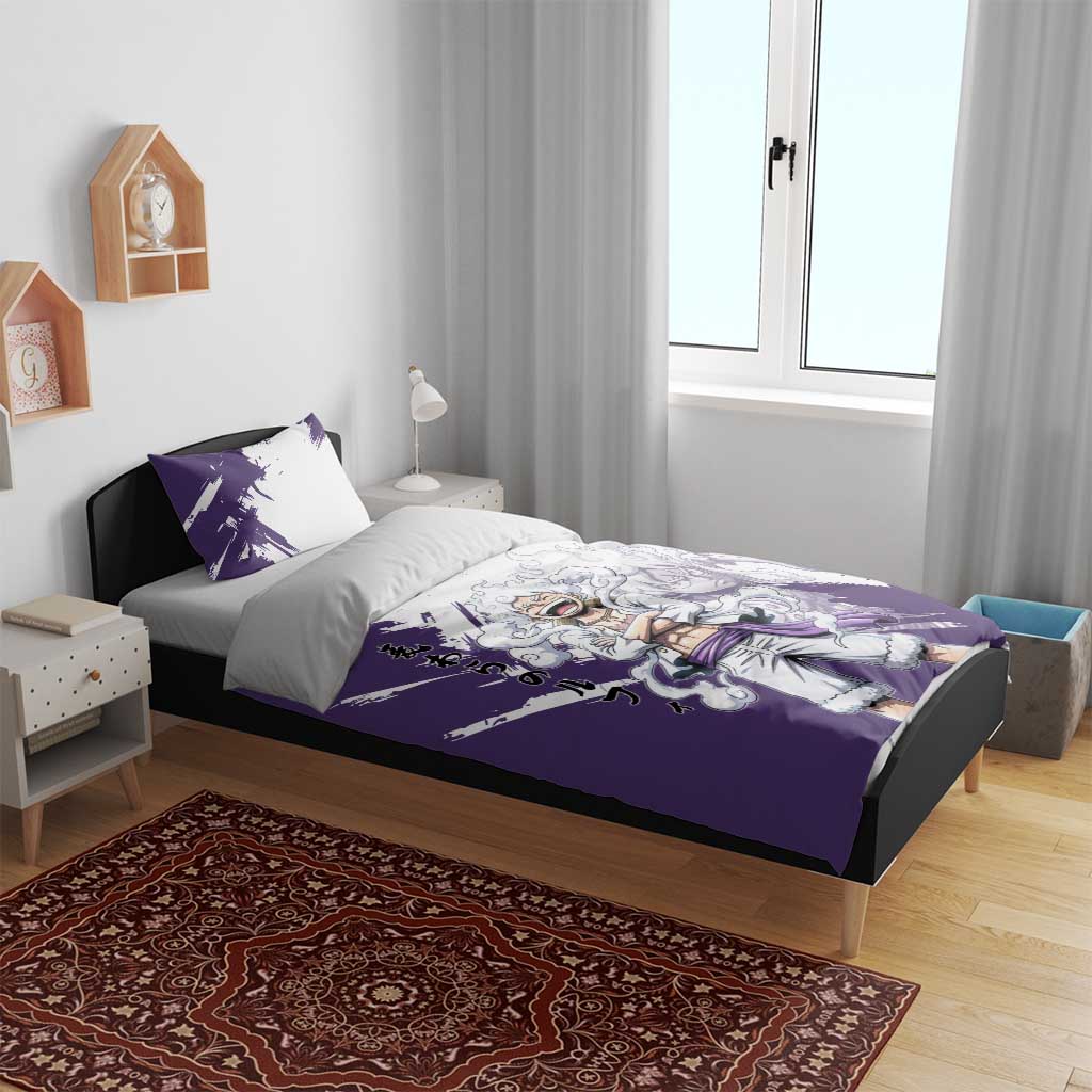 Luffy Gear 5 Anime Bedding Set One Piece Ink Splash Graphic