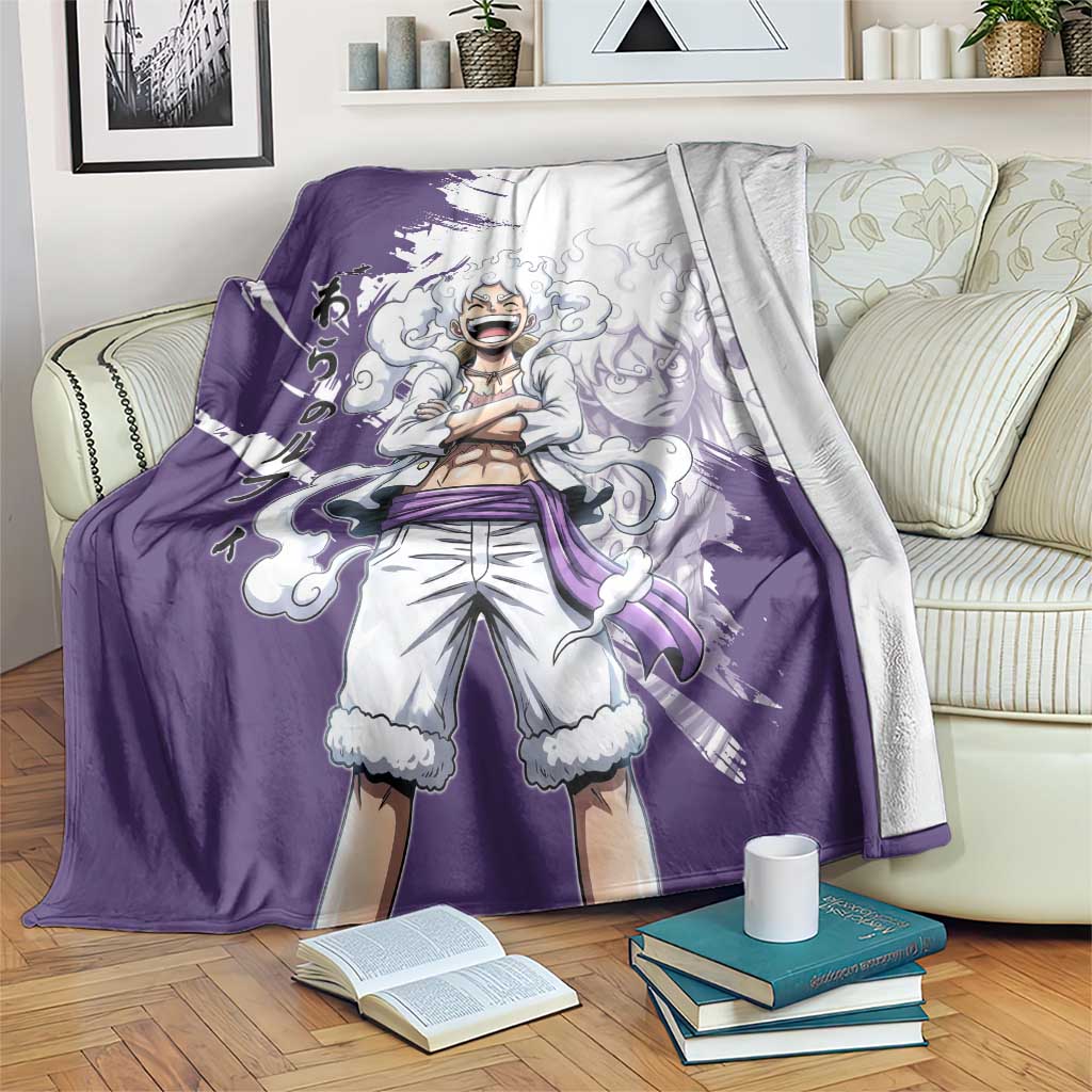 Luffy Gear 5 Anime Blanket One Piece Ink Splash Graphic