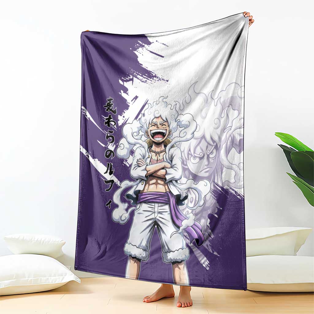Luffy Gear 5 Anime Blanket One Piece Ink Splash Graphic
