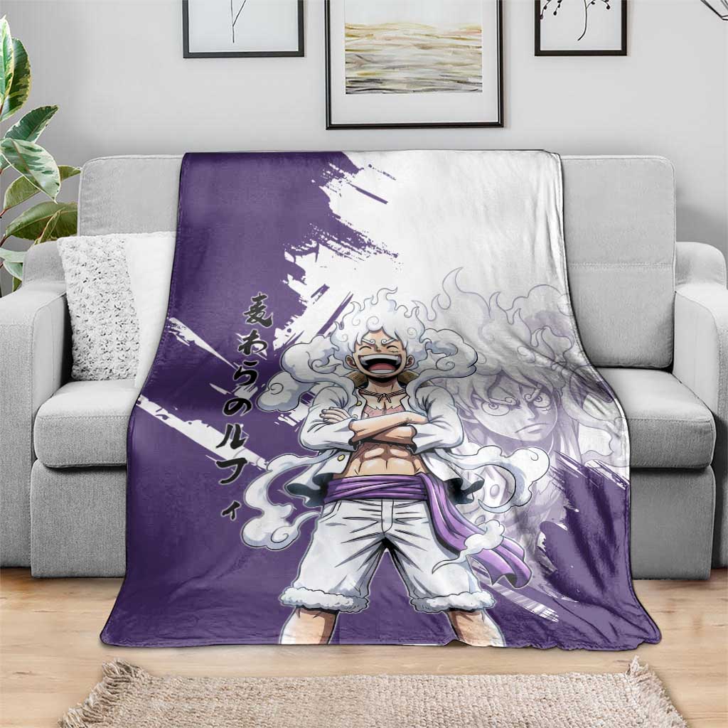 Luffy Gear 5 Anime Blanket One Piece Ink Splash Graphic