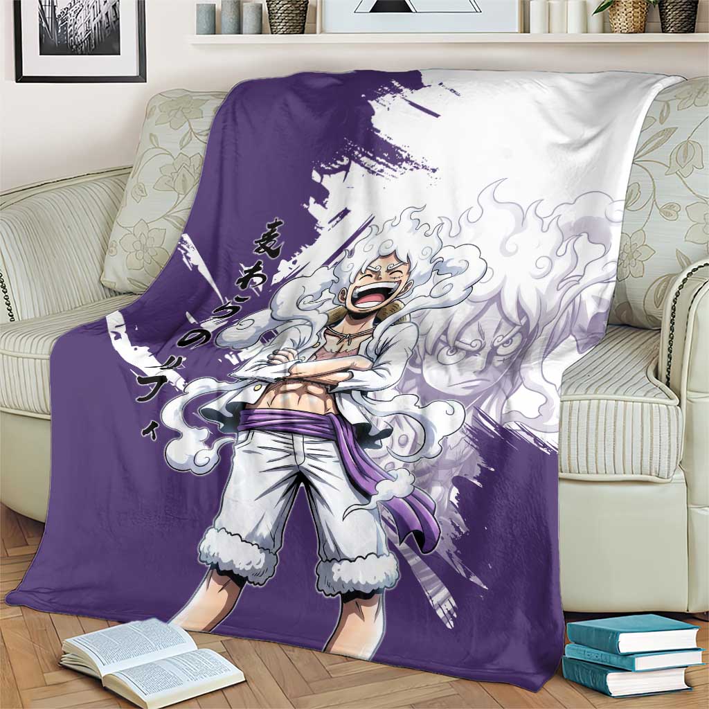 Luffy Gear 5 Anime Blanket One Piece Ink Splash Graphic