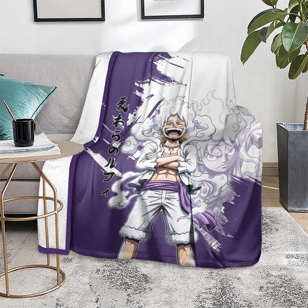 Luffy Gear 5 Anime Blanket One Piece Ink Splash Graphic