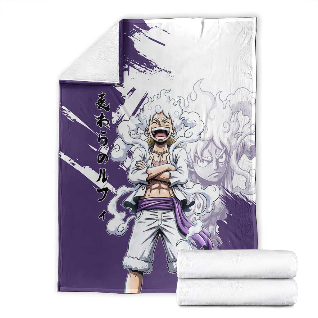 Luffy Gear 5 Anime Blanket One Piece Ink Splash Graphic