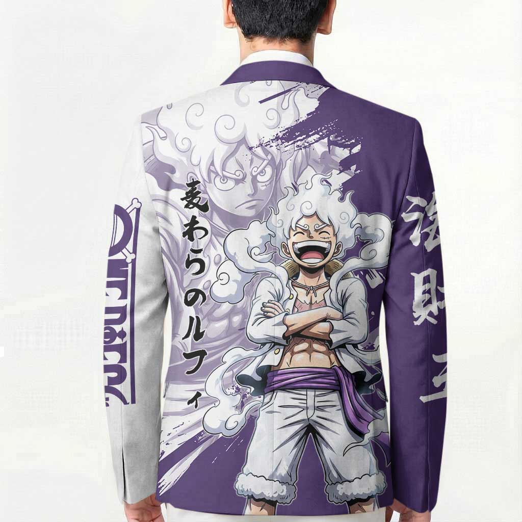 Luffy Gear 5 Anime Blazer One Piece Ink Splash Graphic