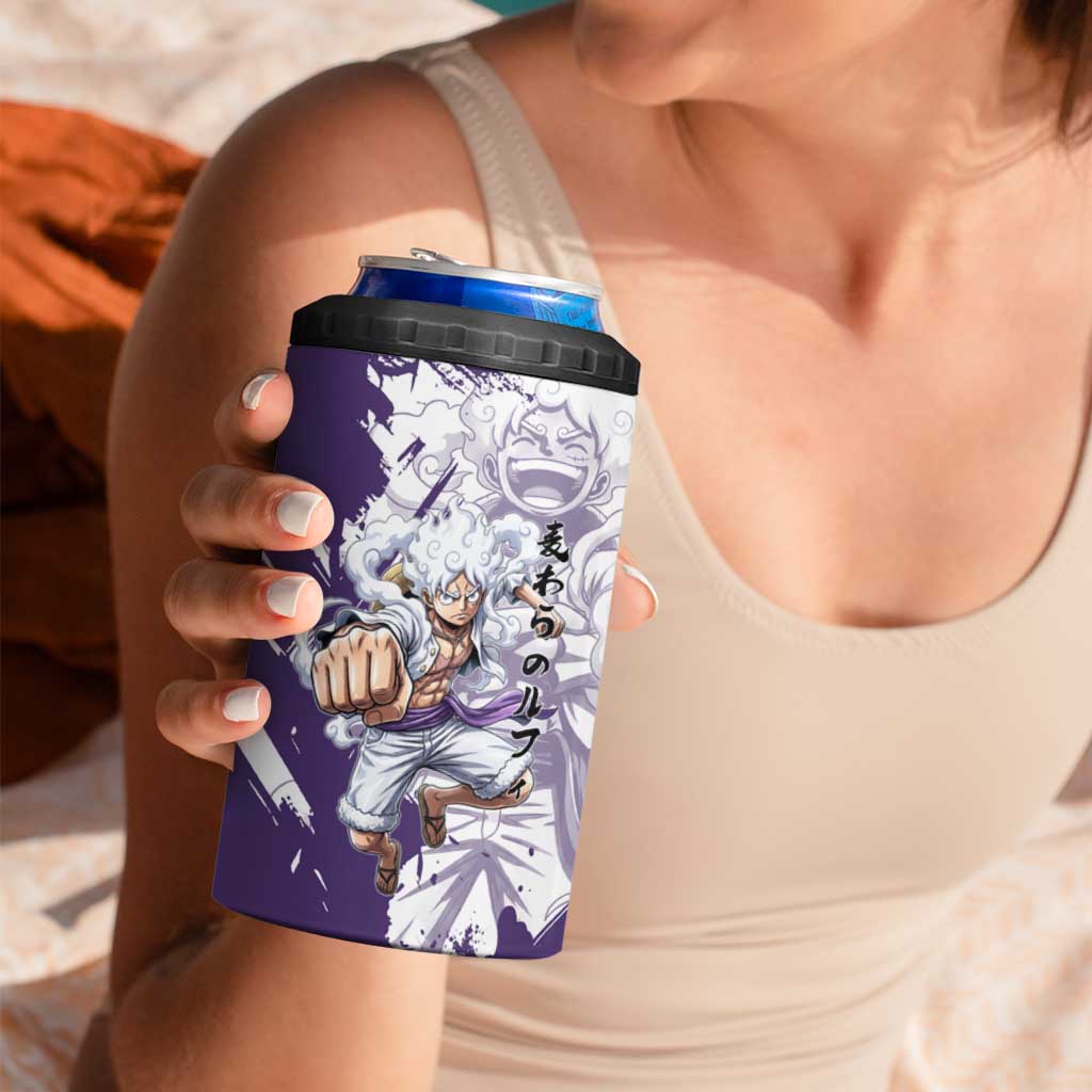 Luffy Gear 5 Anime 4 in 1 Can Cooler Tumbler One Piece Ink Splash Graphic