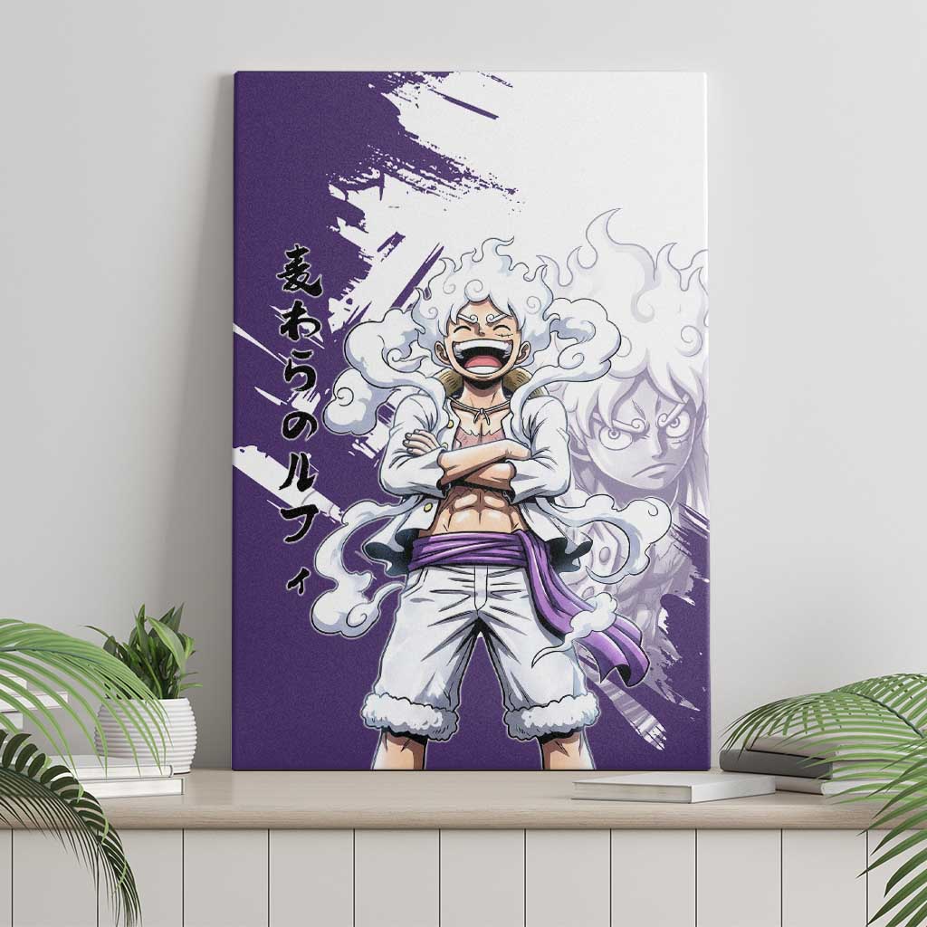 Luffy Gear 5 Anime Canvas Wall Art One Piece Ink Splash Graphic