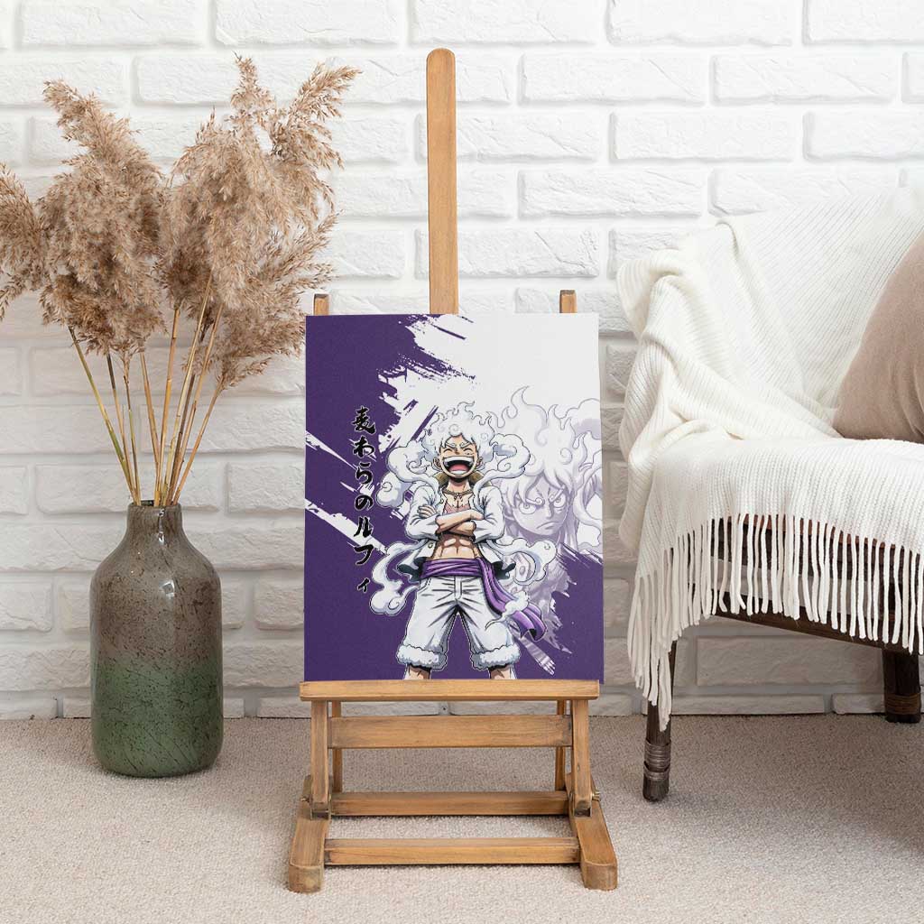 Luffy Gear 5 Anime Canvas Wall Art One Piece Ink Splash Graphic