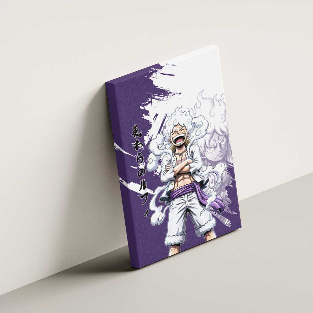 Luffy Gear 5 Anime Canvas Wall Art One Piece Ink Splash Graphic