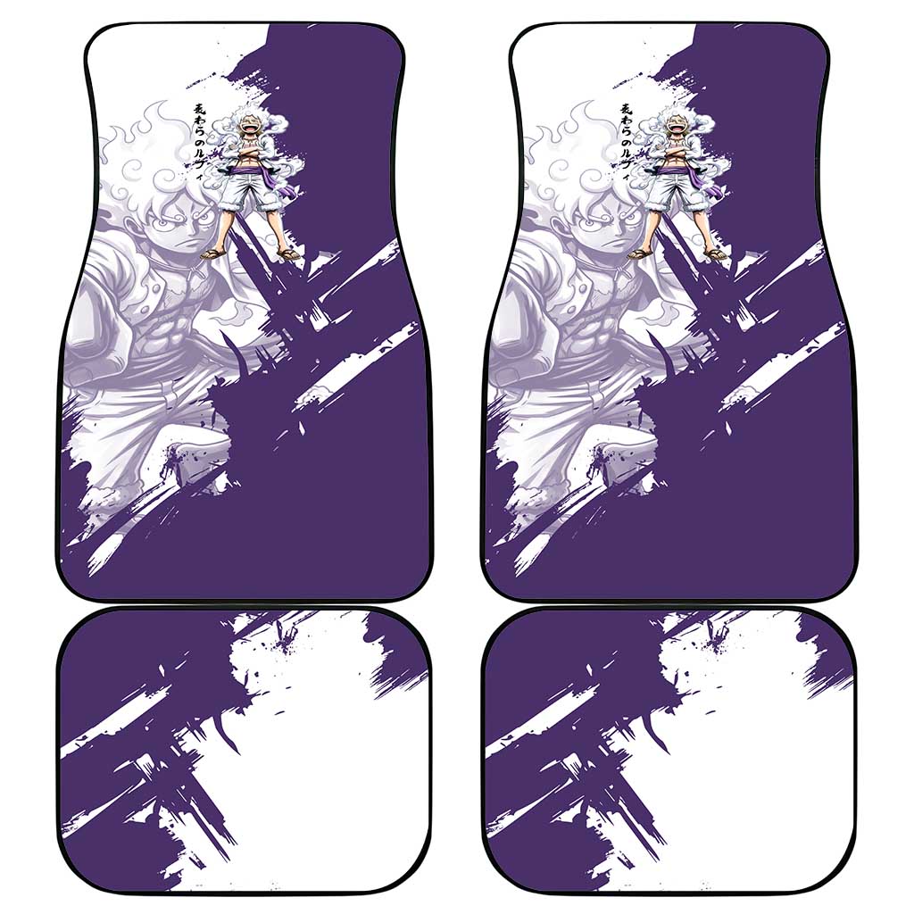Luffy Gear 5 Anime Car Mats One Piece Ink Splash Graphic