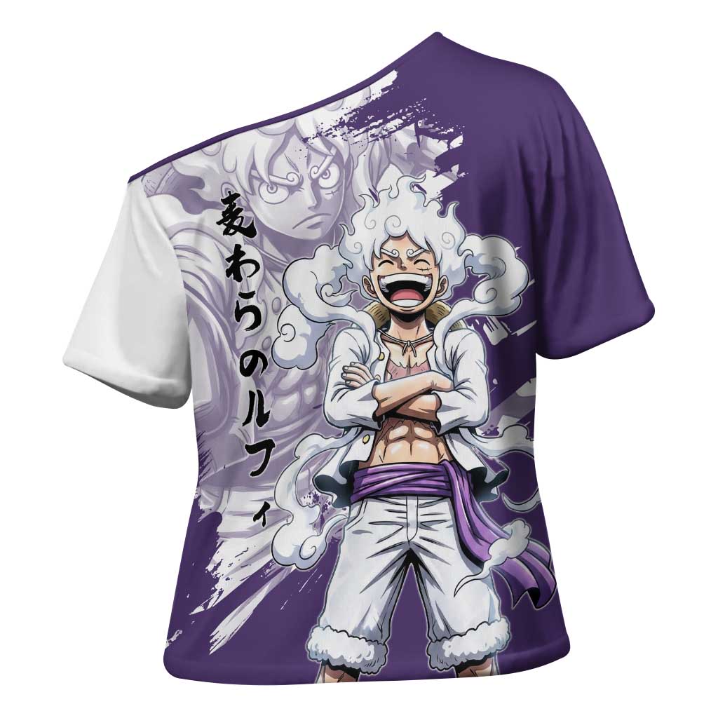 Luffy Gear 5 Anime Cross Shoulder Shirt One Piece Ink Splash Graphic