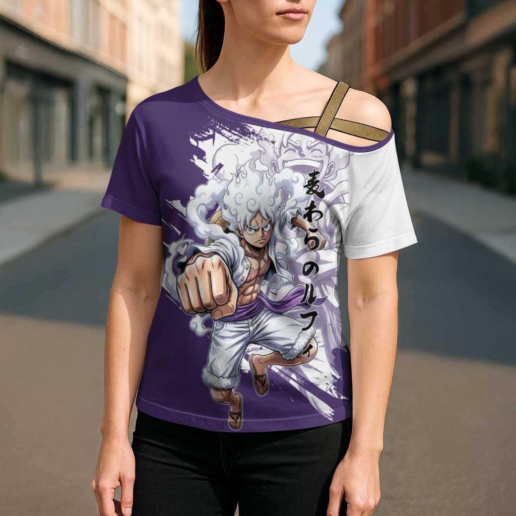 Luffy Gear 5 Anime Cross Shoulder Shirt One Piece Ink Splash Graphic