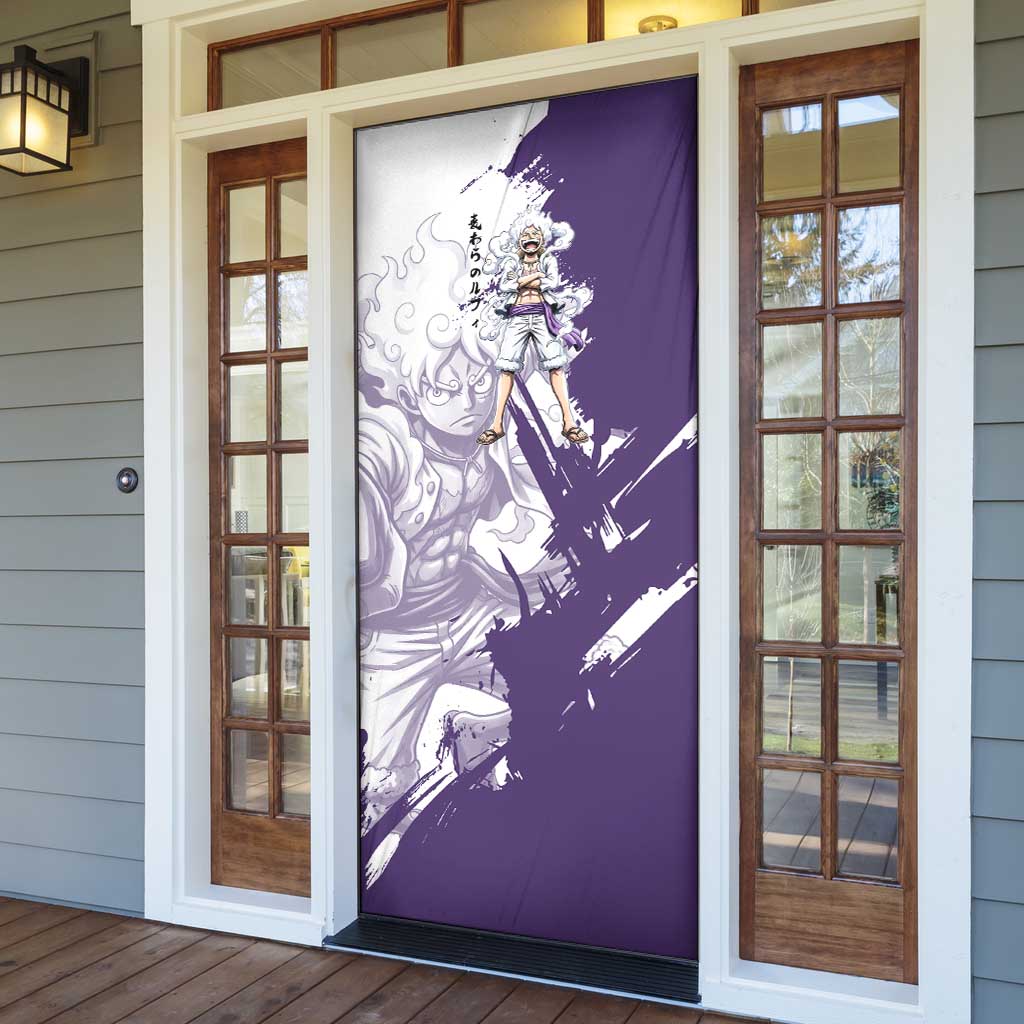 Luffy Gear 5 Anime Door Cover One Piece Ink Splash Graphic
