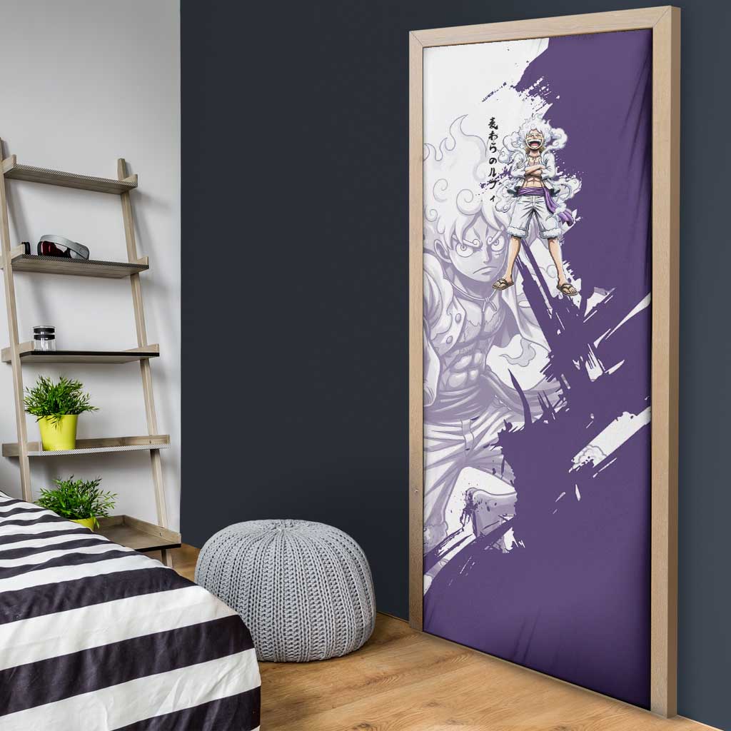 Luffy Gear 5 Anime Door Cover One Piece Ink Splash Graphic